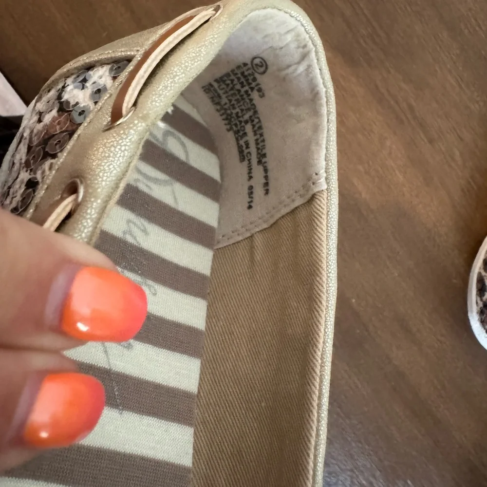 Girls' Leopard Print Slip-On Boat Shoes in Beige